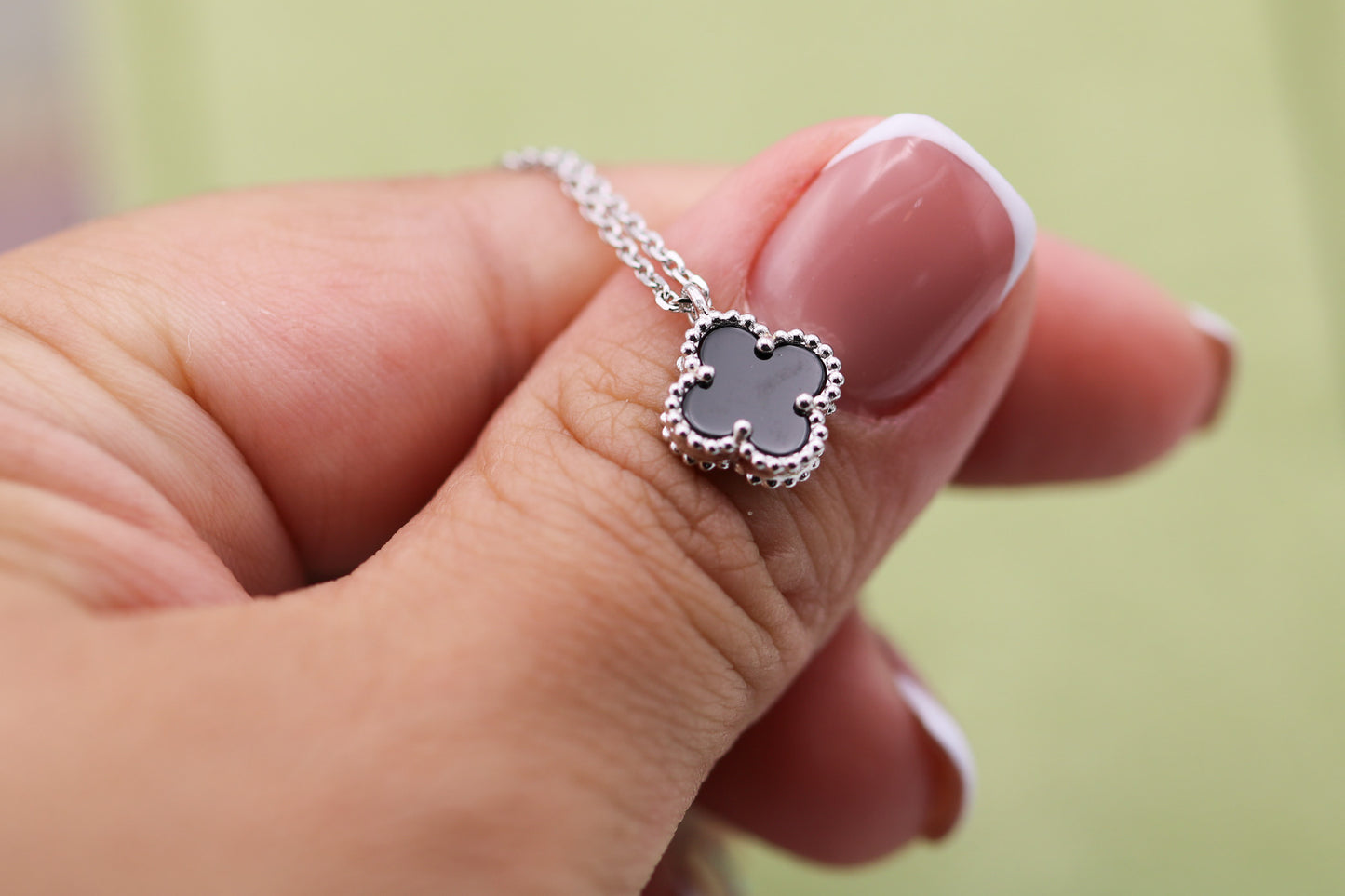 Sweet One clover necklace 10mm clover size 925 silver 18k white gold plated