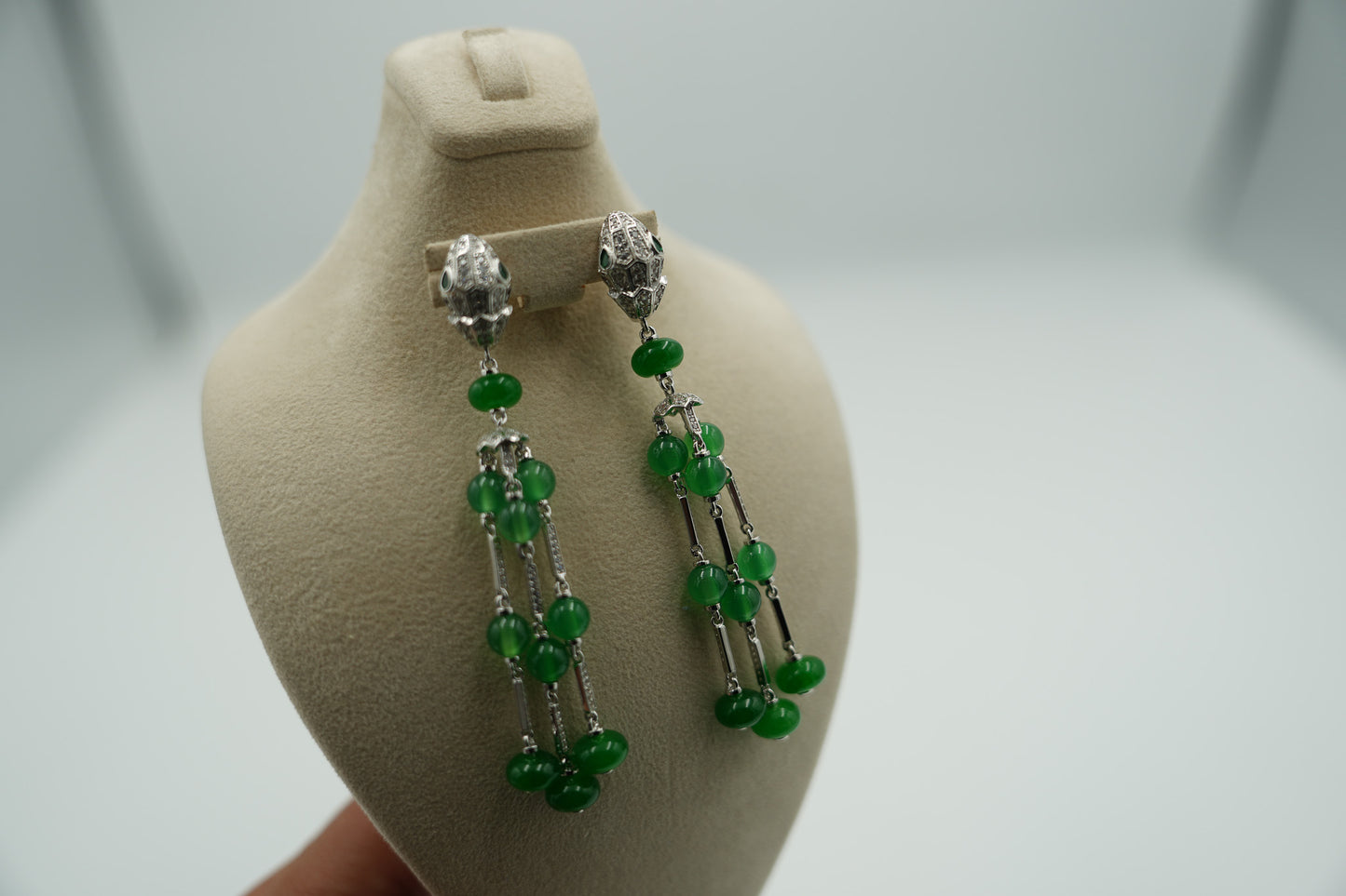 Snake head tassel earrings 925 silver 18k white gold plated serpenti earrings
