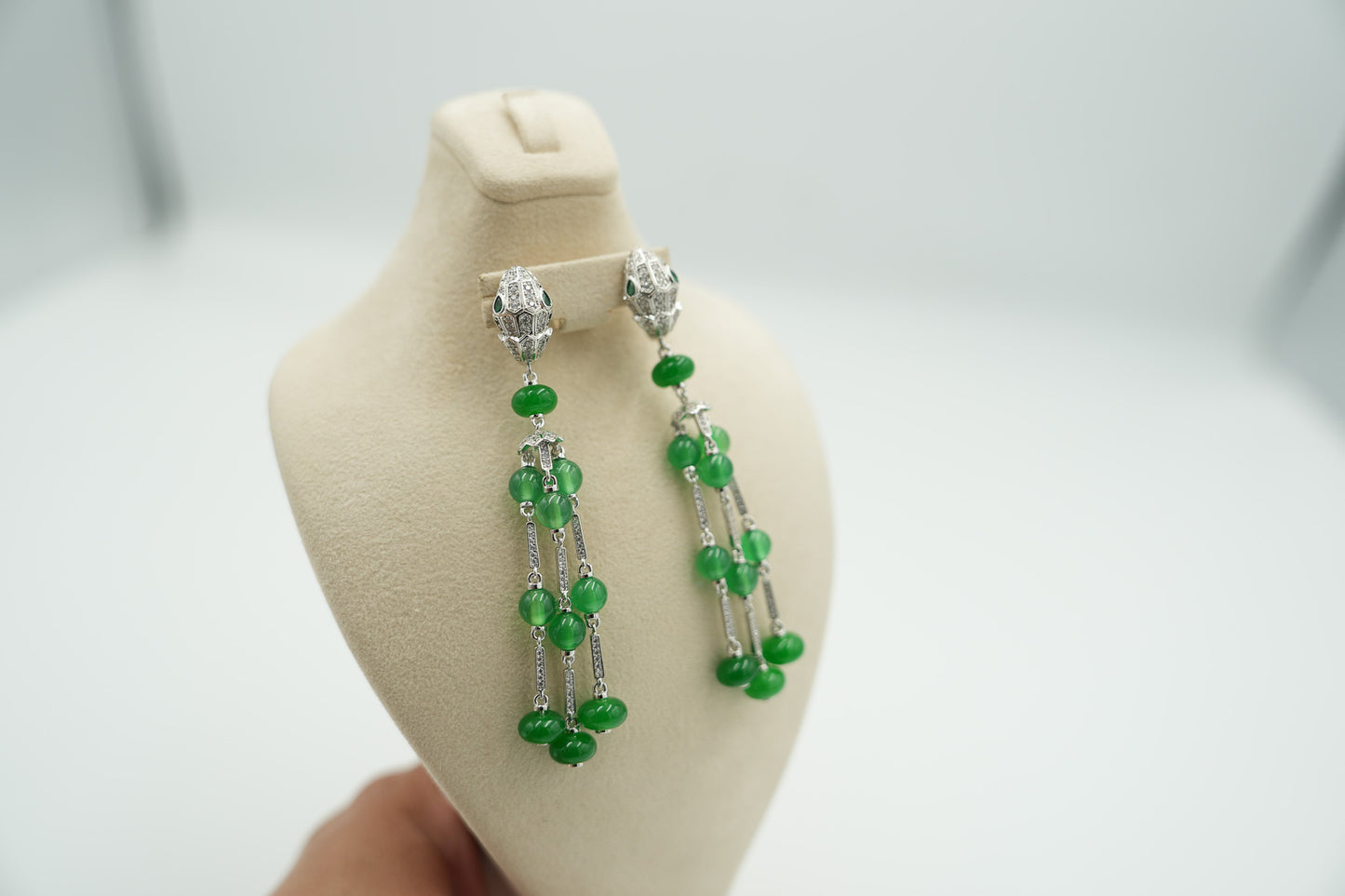 Snake head tassel earrings 925 silver 18k white gold plated serpenti earrings