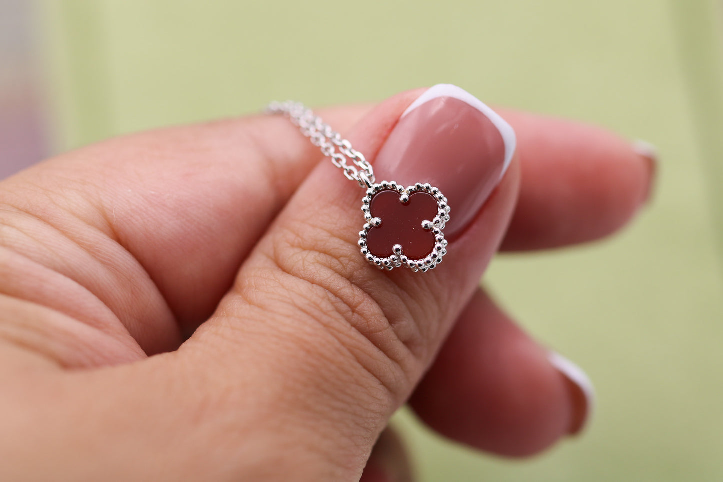 Sweet One clover  necklace 10mm clover size 925 silver 18k white gold plated