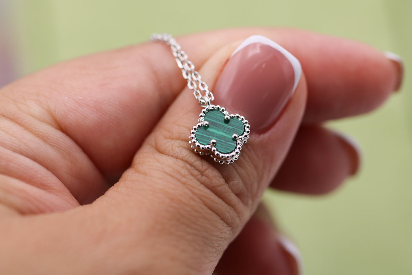 Sweet One clover  necklace 10mm clover size 925 silver 18k white gold plated